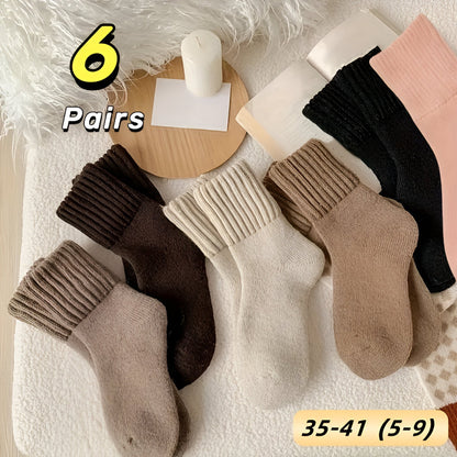 Winter Knit Socks Set in Assorted Solid Colors with Ribbed Cuffs for Fall and Winter