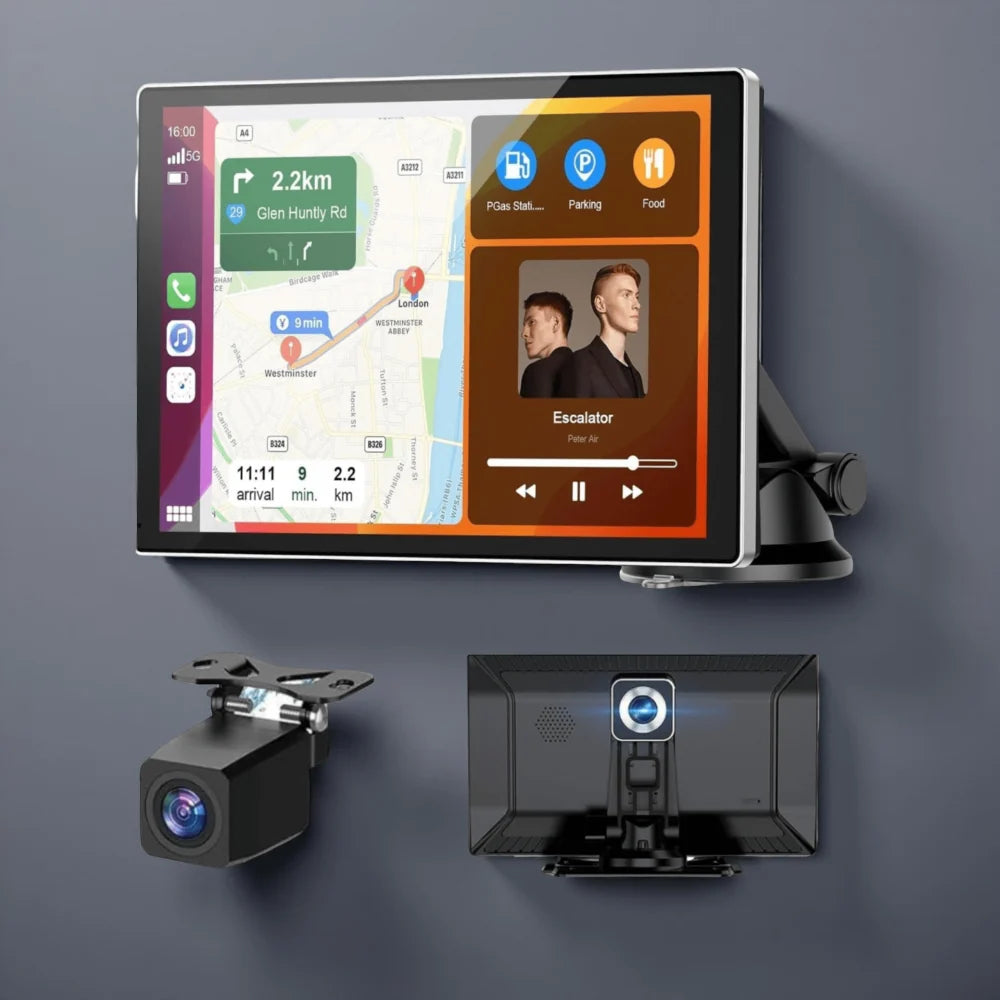 Wireless CarPlay & Android Auto Touchscreen Display with Front & Rear Backup Cameras