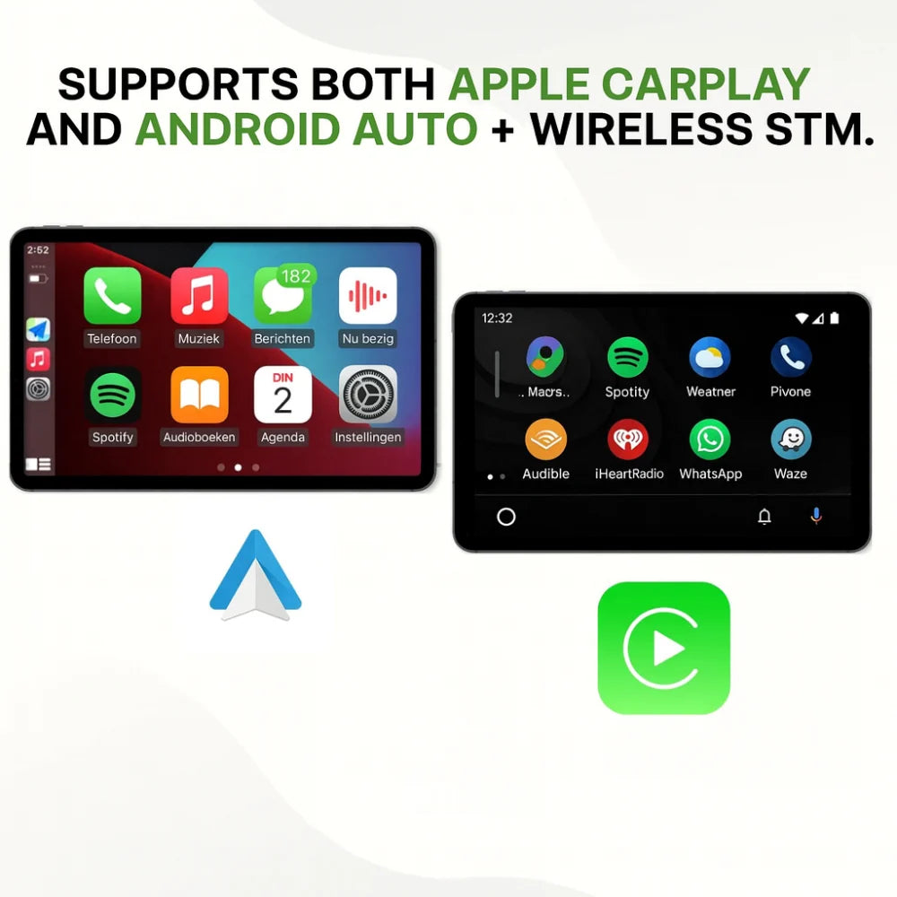 Wireless CarPlay & Android Auto Touchscreen Display with Front & Rear Backup Cameras