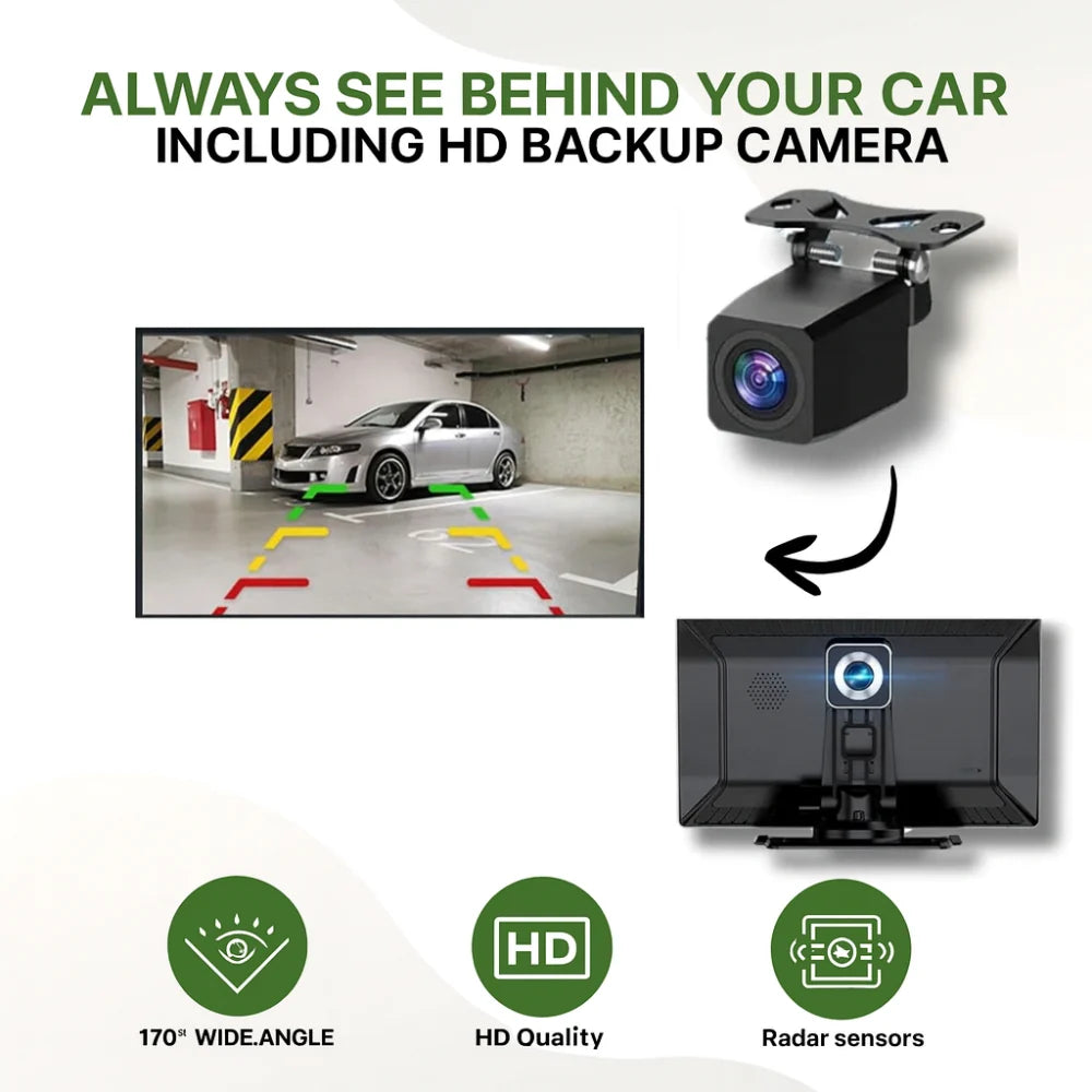 Wireless CarPlay & Android Auto Touchscreen Display with Front & Rear Backup Cameras