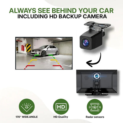 Wireless CarPlay & Android Auto Touchscreen Display with Front & Rear Backup Cameras