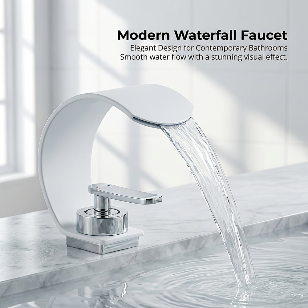 Waterfall Basin Tap for Vanity Sinks in 304 Stainless Steel with Single Lever and Ceramic Valve