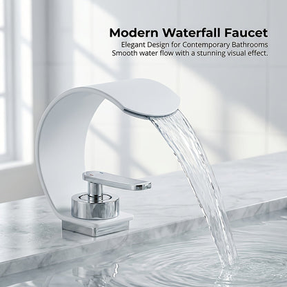 Waterfall Basin Tap for Vanity Sinks in 304 Stainless Steel with Single Lever and Ceramic Valve