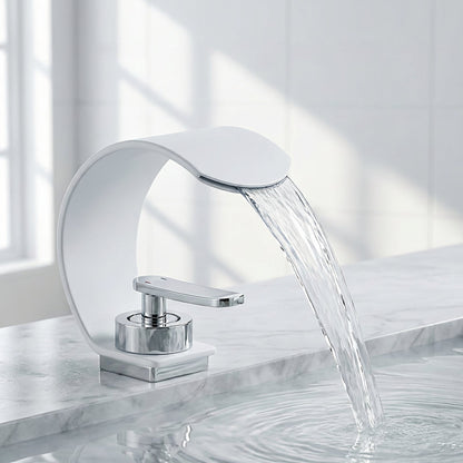 Waterfall Basin Tap for Vanity Sinks in 304 Stainless Steel with Single Lever and Ceramic Valve