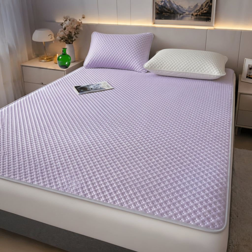 Foldable Cooling Sleep Mat with Soft Breathable Waffle Texture for Single and Double Beds in Summer