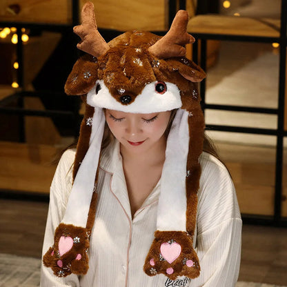 Plush Christmas Hat Party Accessory Soft Santa Hat with Thick Lining Reindeer Snowman Styles