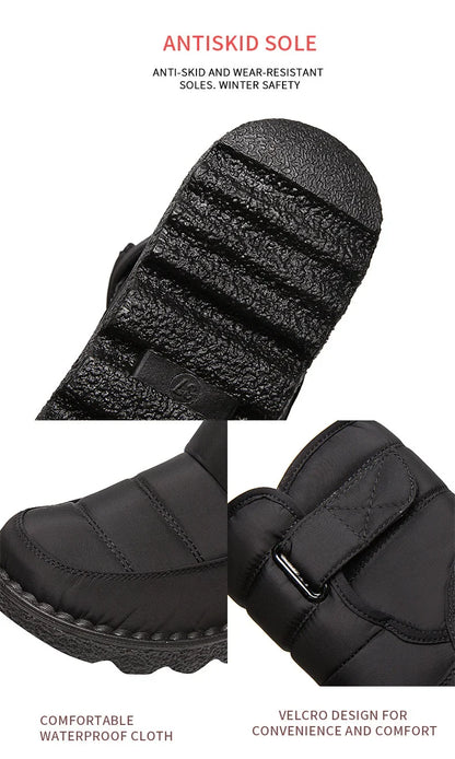 Womens Waterproof Non Slip Warm Snow Boots High Winter Boots with Windproof Design and Grip Sole