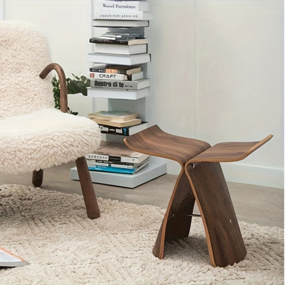 Sculptural Butterfly Stool with Curved Seat - Decorative Side Seat and Storage Surface
