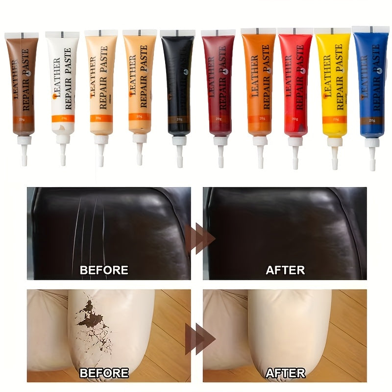 Leather Repair Kit for Furniture, Car Seats and Upholstery, DIY Colour Restoration Set for Scuffs
