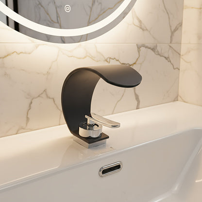 Waterfall Basin Tap for Vanity Sinks in 304 Stainless Steel with Single Lever and Ceramic Valve