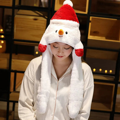 Plush Christmas Hat Party Accessory Soft Santa Hat with Thick Lining Reindeer Snowman Styles