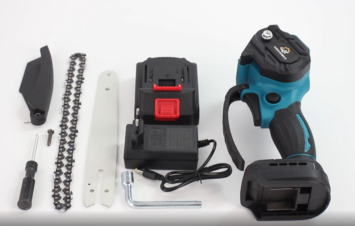Cordless Battery Chainsaw with Ergonomic One-Handed Grip for Tree & Garden Pruning