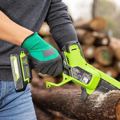 Cordless Battery Chainsaw with Ergonomic One-Handed Grip for Tree & Garden Pruning
