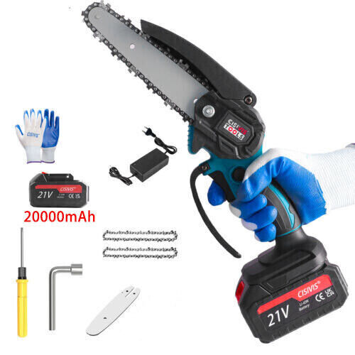 Cordless Battery Chainsaw with Ergonomic One-Handed Grip for Tree & Garden Pruning