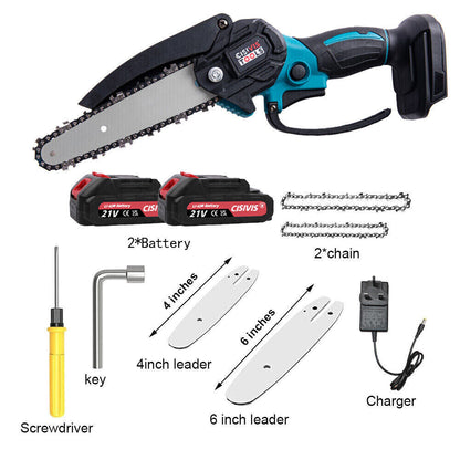 Cordless Battery Chainsaw with Ergonomic One-Handed Grip for Tree & Garden Pruning