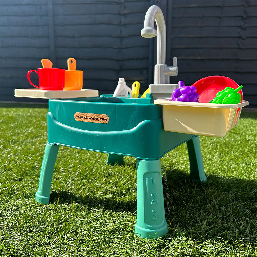 Children's Play Sink with Working Tap, 19 Accessories and Removable Legs for Indoor and Outdoor Play
