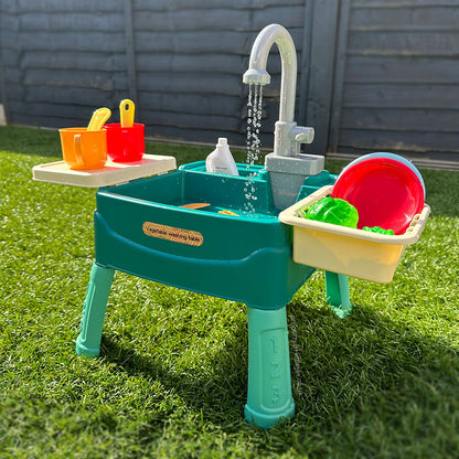 Children's Play Sink with Working Tap, 19 Accessories and Removable Legs for Indoor and Outdoor Play