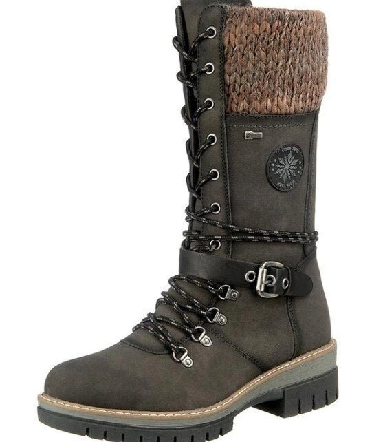 Women's Cozy Warm Winter Boots with Non-Slip Sole, PU Leather and Adjustable Laces