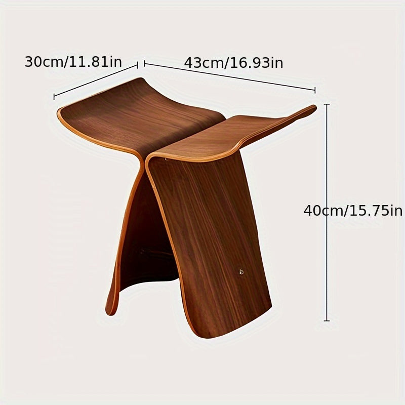 Sculptural Butterfly Stool with Curved Seat - Decorative Side Seat and Storage Surface