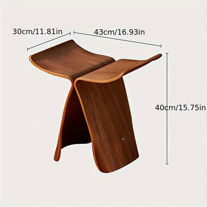 Sculptural Butterfly Stool with Curved Seat - Decorative Side Seat and Storage Surface