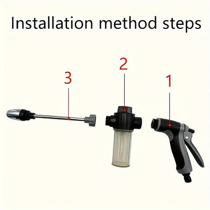 AQUAFORCE High-Pressure Garden Water Gun with Foam Cannon Attachment for Car Washing