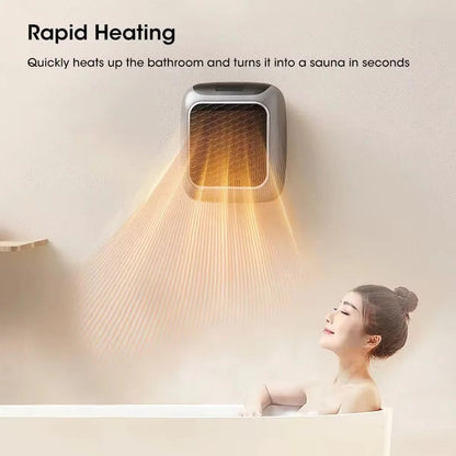 800W Wall Mounted Mini Electric Heater with Wireless Remote LED Display and 12 Hour Timer Ceramic