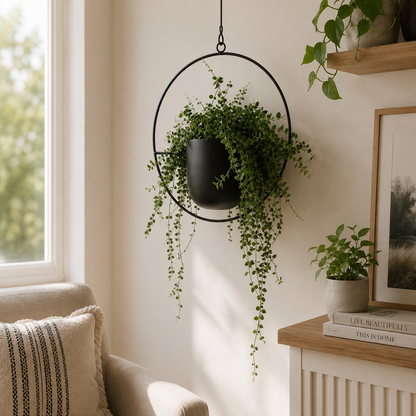 Hanging Iron Planter, Wall-Mounted Minimalist Plant Holder for Indoor Gardening