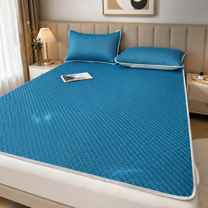 Foldable Cooling Sleep Mat with Soft Breathable Waffle Texture for Single and Double Beds in Summer