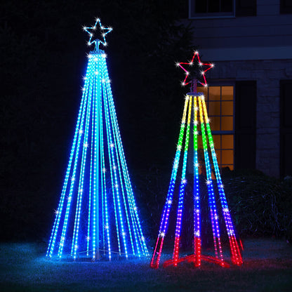 Multicolour LED Animated Outdoor Christmas Tree Light Show 150 LED Star String Lights 12 Modes IP44