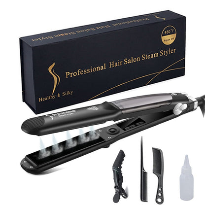 Ceramic Hair Steam Straightener with Tourmaline Plates and LED Temperature Display