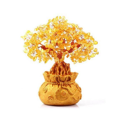 Citrine Money Tree Gemstone Ornament for Feng Shui Home and Office Decor Gifting