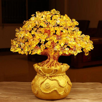 Citrine Money Tree Gemstone Ornament for Feng Shui Home and Office Decor Gifting
