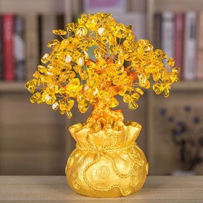 Citrine Money Tree Gemstone Ornament for Feng Shui Home and Office Decor Gifting