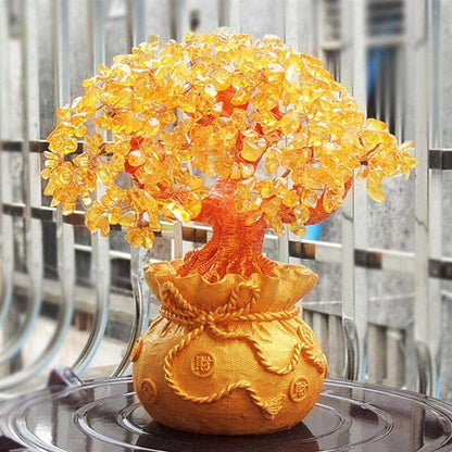 Citrine Money Tree Gemstone Ornament for Feng Shui Home and Office Decor Gifting