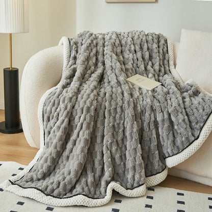 Cozy Bubble Fleece Throw Blanket - Soft Sherpa Blanket for All-Season Comfort