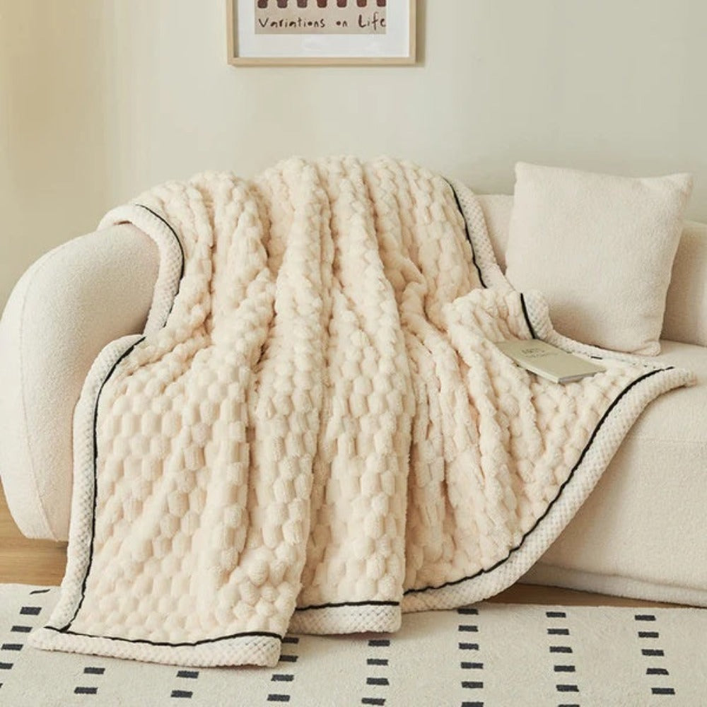 Cozy Bubble Fleece Throw Blanket - Soft Sherpa Blanket for All-Season Comfort