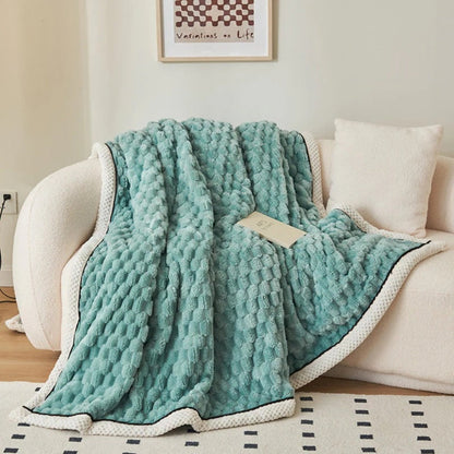 Cozy Bubble Fleece Throw Blanket - Soft Sherpa Blanket for All-Season Comfort