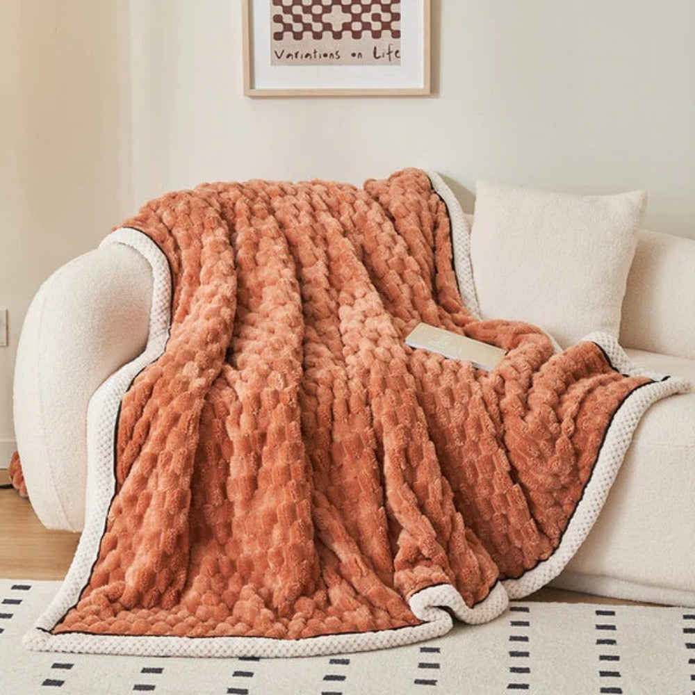 Cozy Bubble Fleece Throw Blanket - Soft Sherpa Blanket for All-Season Comfort
