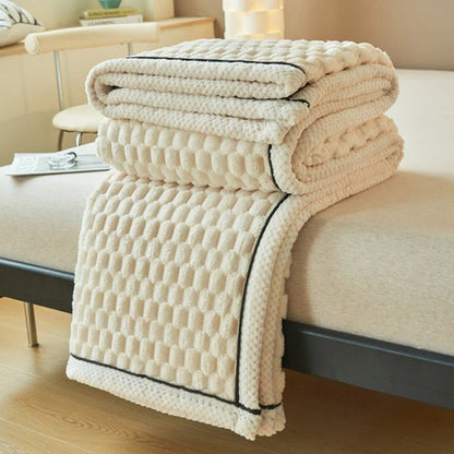 Cozy Bubble Fleece Throw Blanket - Soft Sherpa Blanket for All-Season Comfort