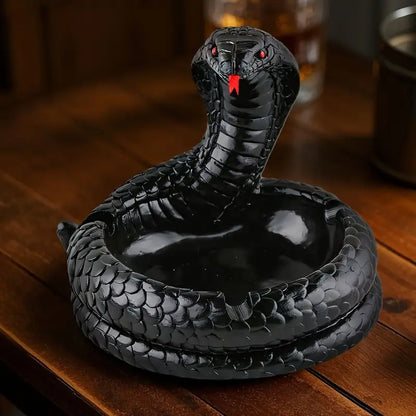 Cobra Snake Ashtray, Hand Painted Resin Gothic Serpent Trinket Dish in 3 Colours, 10.5 cm Diameter