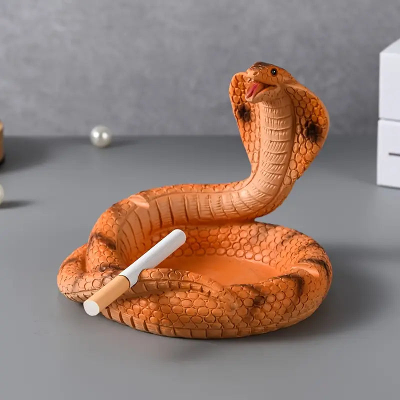 Cobra Snake Ashtray, Hand Painted Resin Gothic Serpent Trinket Dish in 3 Colours, 10.5 cm Diameter