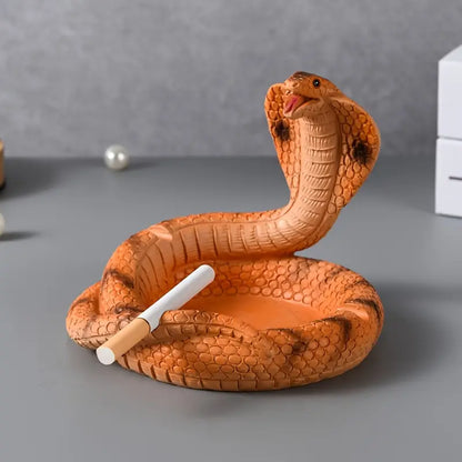Cobra Snake Ashtray, Hand Painted Resin Gothic Serpent Trinket Dish in 3 Colours, 10.5 cm Diameter