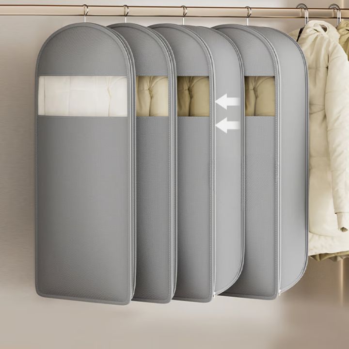 Hanging Garment Storage Bag with Automatic Compression, No Vacuum Pump Required Ever