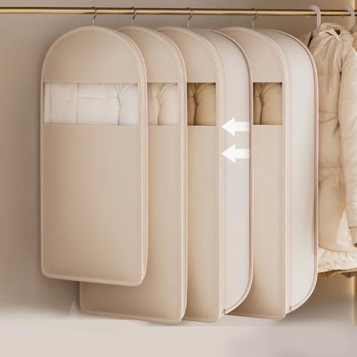 Hanging Garment Storage Bag with Automatic Compression, No Vacuum Pump Required Ever
