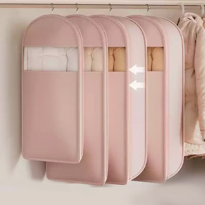 Hanging Garment Storage Bag with Automatic Compression, No Vacuum Pump Required Ever