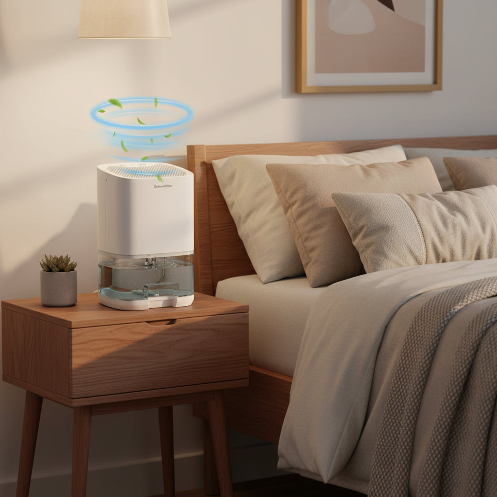 Compact Portable Dehumidifier with Air Filter, Soft Night Light & Auto Shut-Off Safety