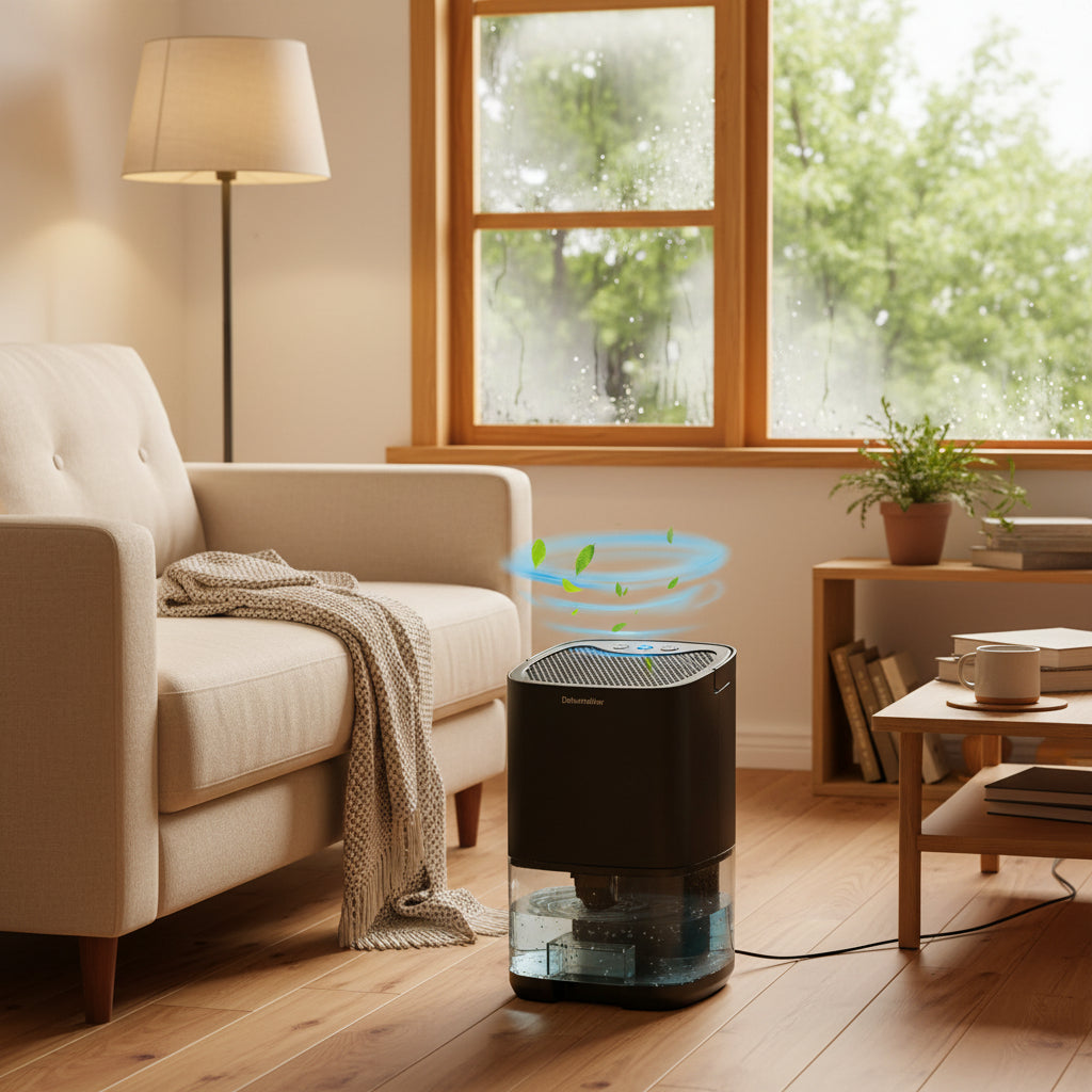 Compact Portable Dehumidifier with Air Filter, Soft Night Light & Auto Shut-Off Safety