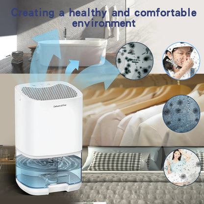 Compact Portable Dehumidifier with Air Filter, Soft Night Light & Auto Shut-Off Safety