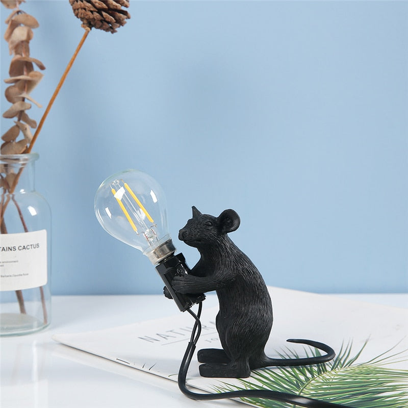 Cute Mouse Table Lamp with Realistic Resin Finish for Playful Room Decor Accents