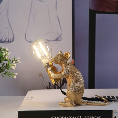 Cute Mouse Table Lamp with Realistic Resin Finish for Playful Room Decor Accents